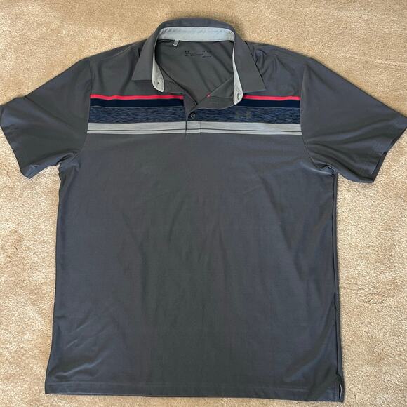 Mens Under Armour UA Golf Gray Heatgear Loose Fit Golf Polo Shirt
Size L - Picture 4 of 9